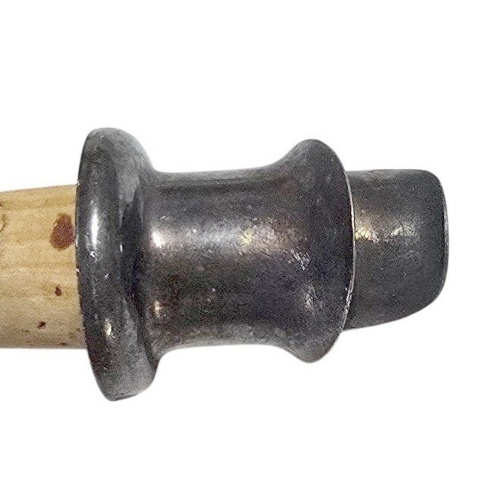 Vintage Metal Wine Pourer with Natural Cork Base Silver Tone Barware Accessory